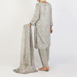 Women's Lawn Printed Embroidered 3Pcs Suit - Light Green, Women Shalwar Suits, Chase Value, Chase Value
