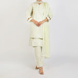 Women's Slub 3Pcs Fancy Suit  - Light Pista, Women Shalwar Suits, Chase Value, Chase Value