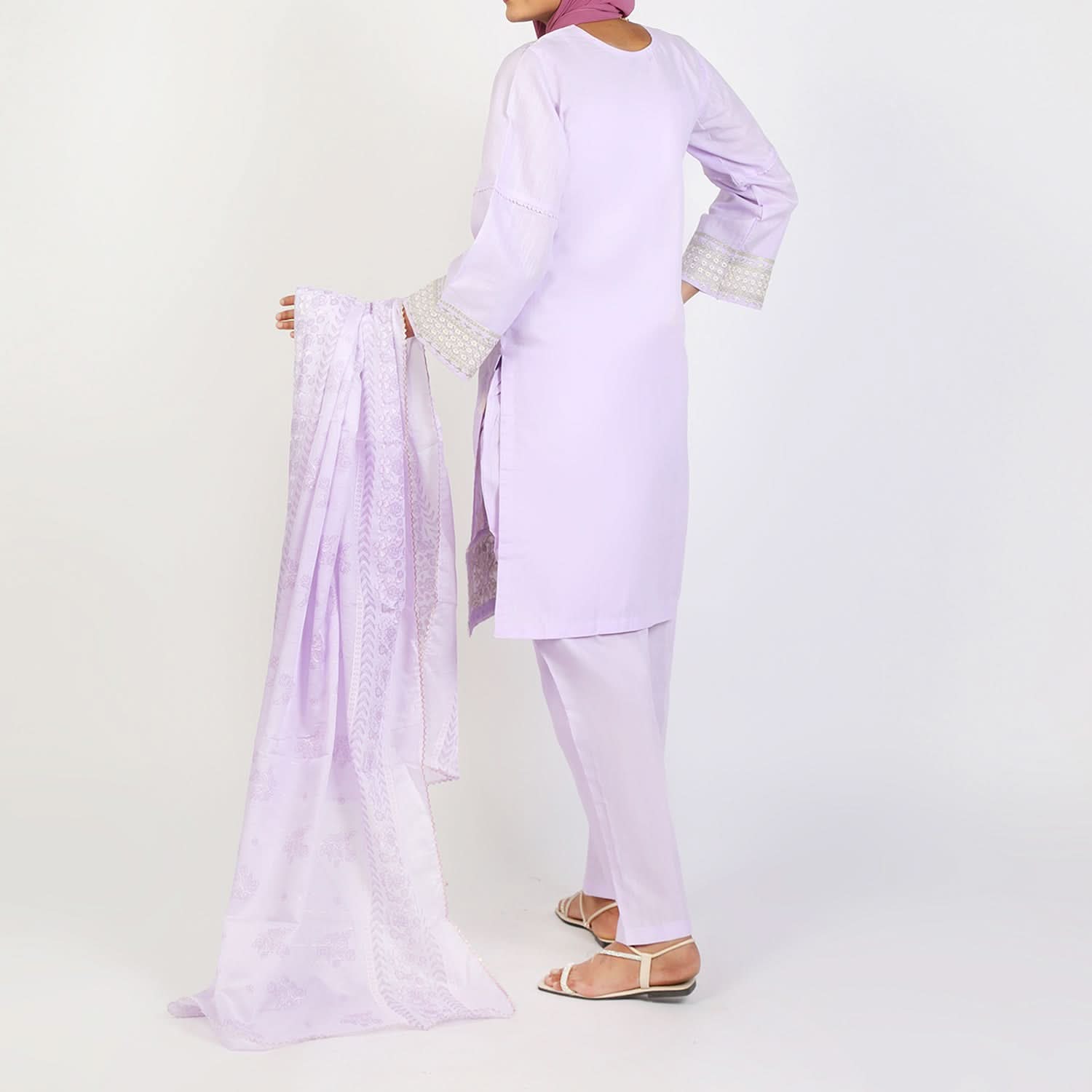 Women's Embroidered Jacquard 3Pcs Suit - Purple, Women Shalwar Suits, Chase Value, Chase Value