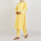 Women's Embroidered 2 Pcs Suit - Yellow, Women Shalwar Suits, Chase Value, Chase Value