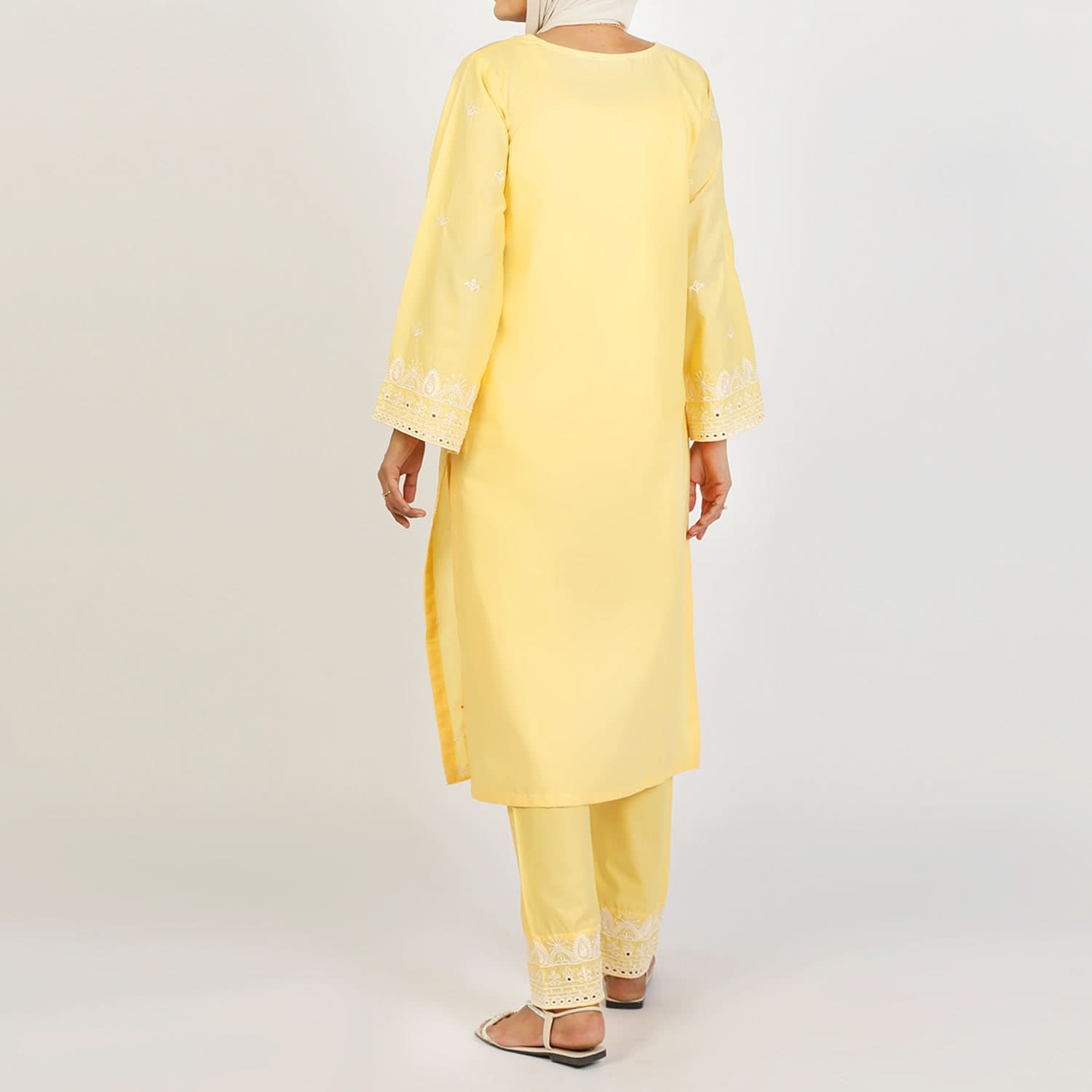 Women's Embroidered 2 Pcs Suit - Yellow, Women Shalwar Suits, Chase Value, Chase Value