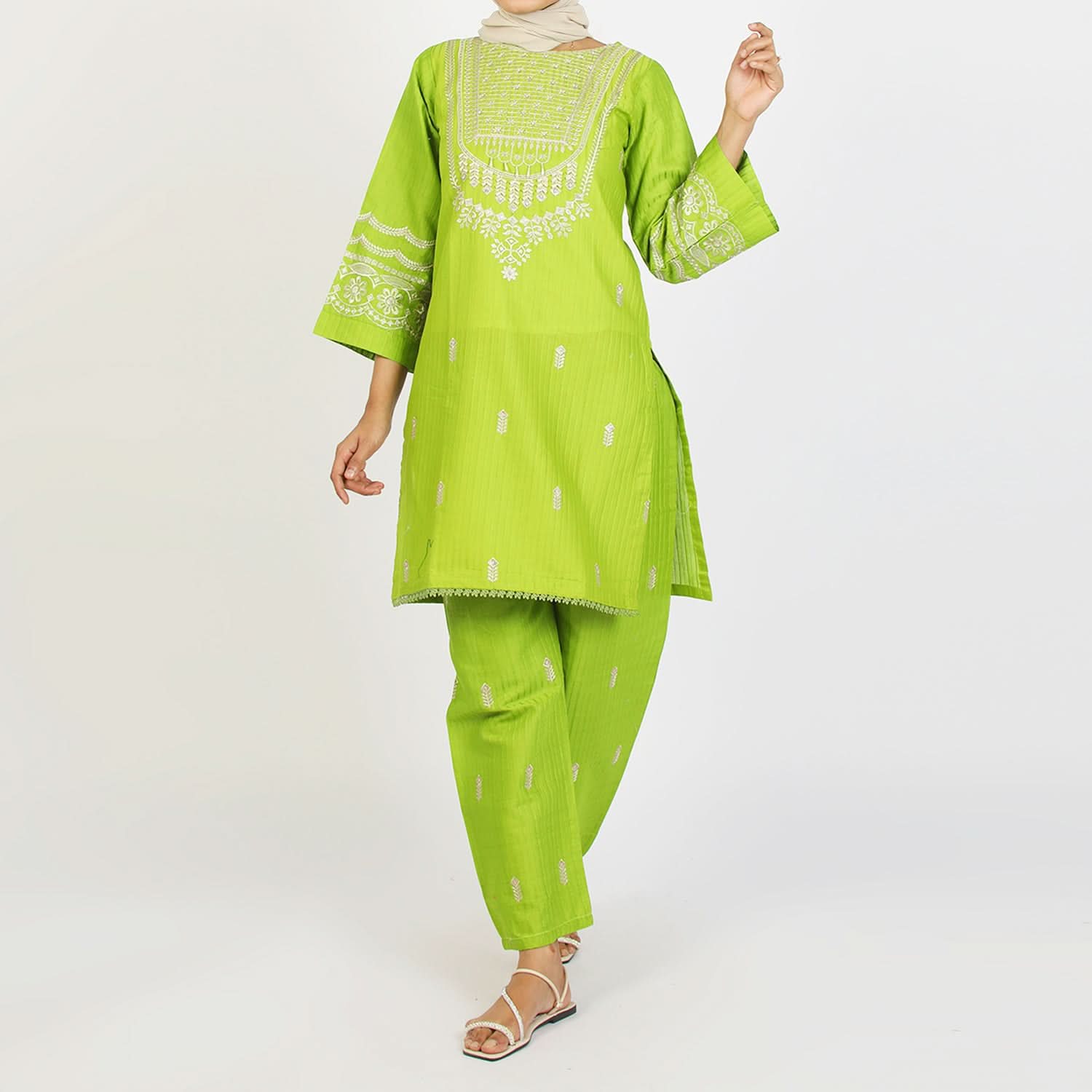 Women's Fancy 2Pcs Suit - Light Green, Women Shalwar Suits, Chase Value, Chase Value