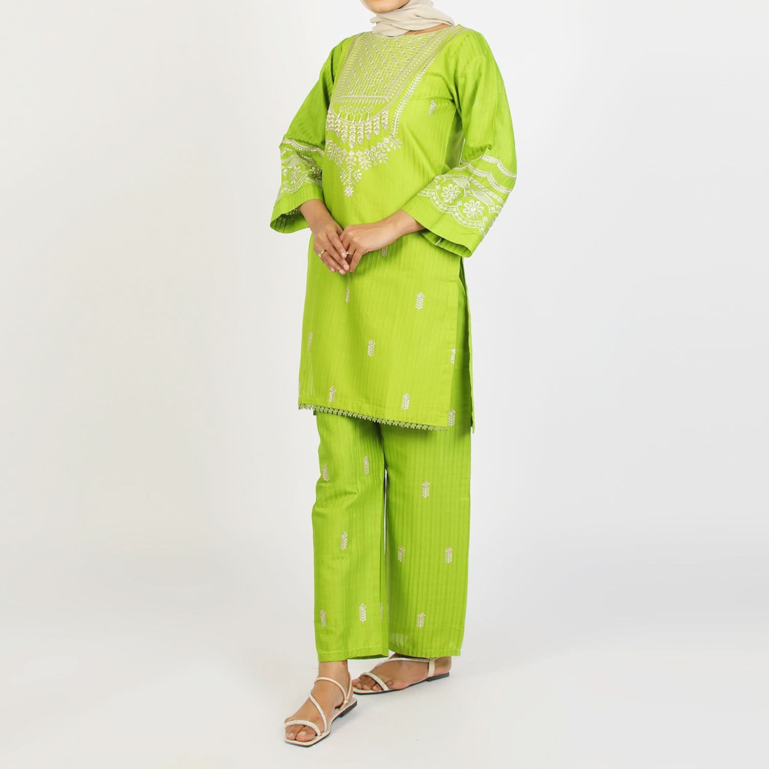 Women's Fancy 2Pcs Suit - Light Green, Women Shalwar Suits, Chase Value, Chase Value