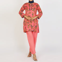 Women's Printed  2Pcs  Suit - Pink