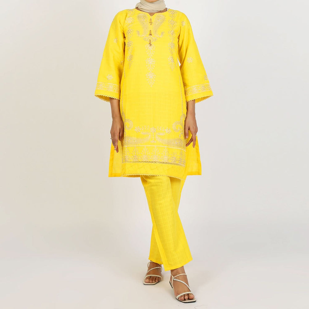 Women's Fancy 2Pcs Suit - Yellow, Women Shalwar Suits, Chase Value, Chase Value