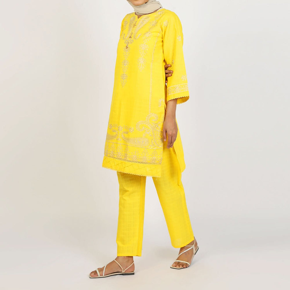 Women's Fancy 2Pcs Suit - Yellow, Women Shalwar Suits, Chase Value, Chase Value
