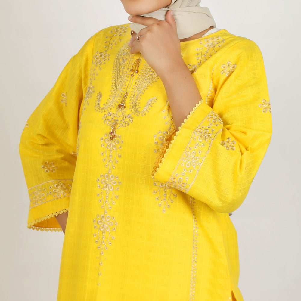 Women's Fancy 2Pcs Suit - Yellow, Women Shalwar Suits, Chase Value, Chase Value