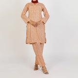 Women's Printed 2Pcs Suit - Dark Peach, Women Shalwar Suits, Chase Value, Chase Value