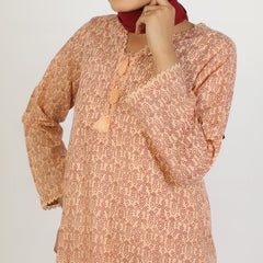 Women's Printed 2Pcs Suit - Dark Peach