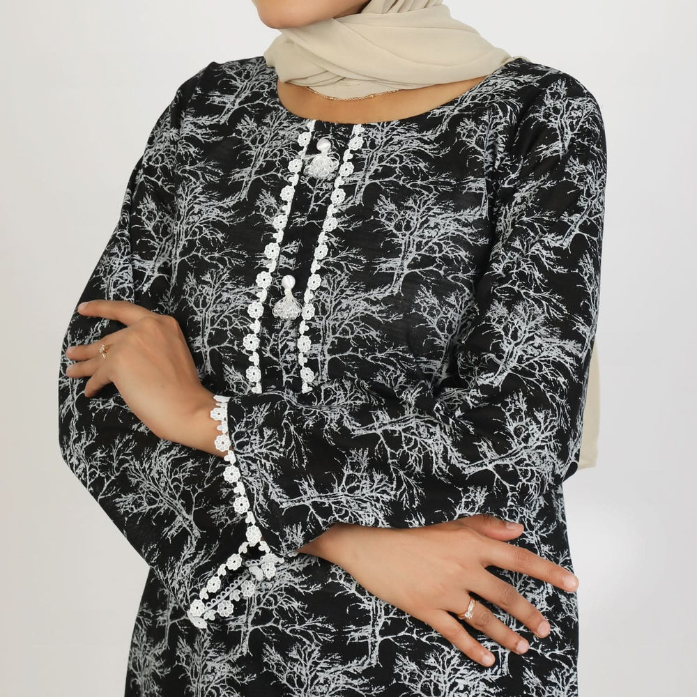 Women's Fancy 2Pcs Suit - Black, Women Shalwar Suits, Chase Value, Chase Value