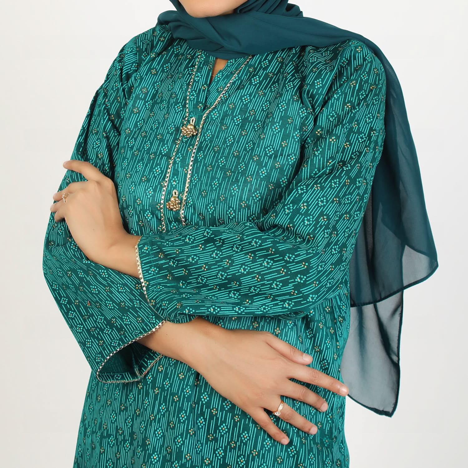 Women's Fancy 2Pcs Suit - Green, Women Shalwar Suits, Chase Value, Chase Value