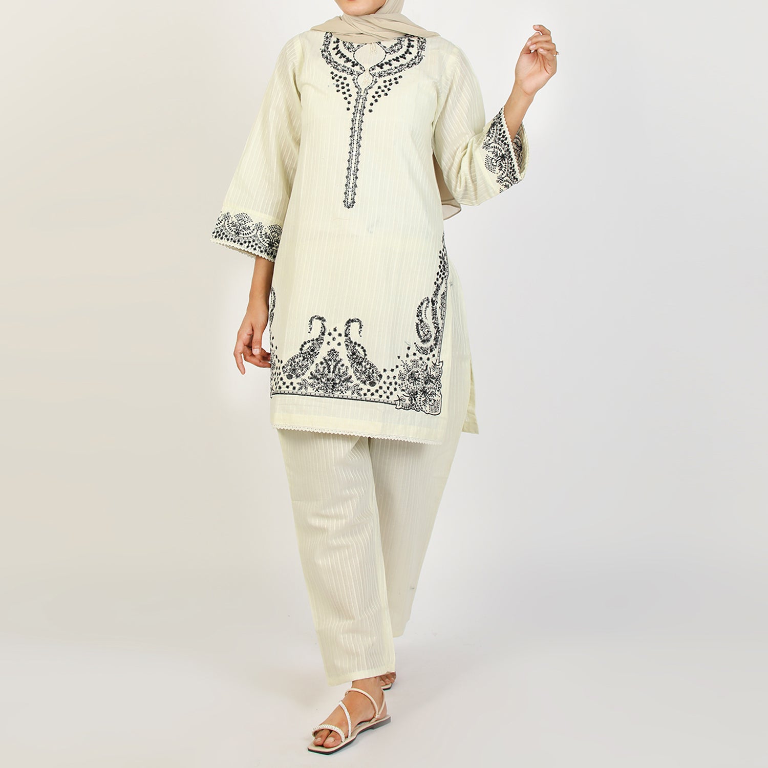 Women's Fancy 2Pcs Suit - White, Women Shalwar Suits, Chase Value, Chase Value