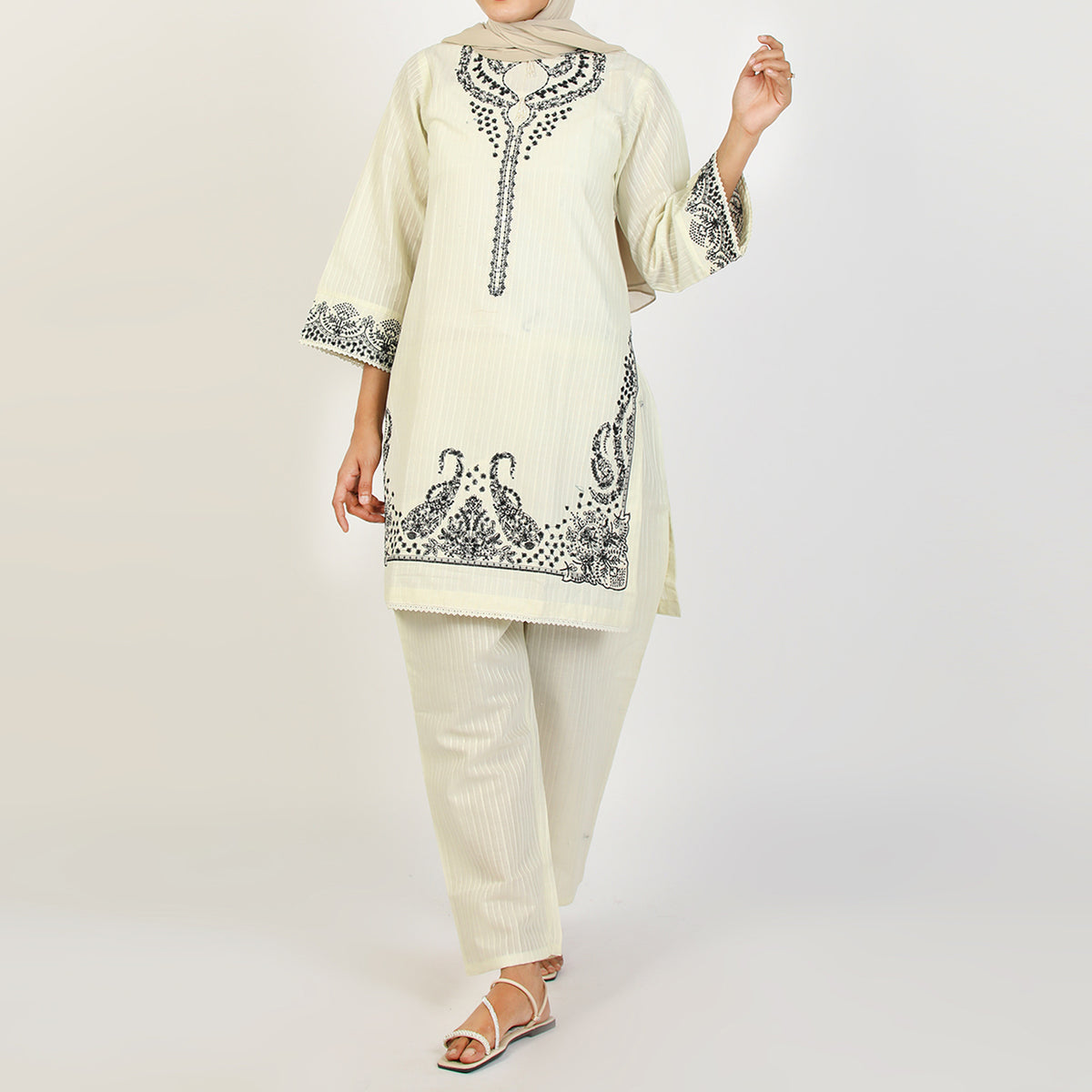 Women's Fancy 2Pcs Suit - White, Women Shalwar Suits, Chase Value, Chase Value
