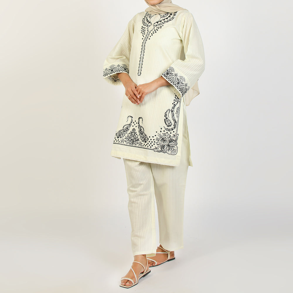 Women's Fancy 2Pcs Suit - White, Women Shalwar Suits, Chase Value, Chase Value