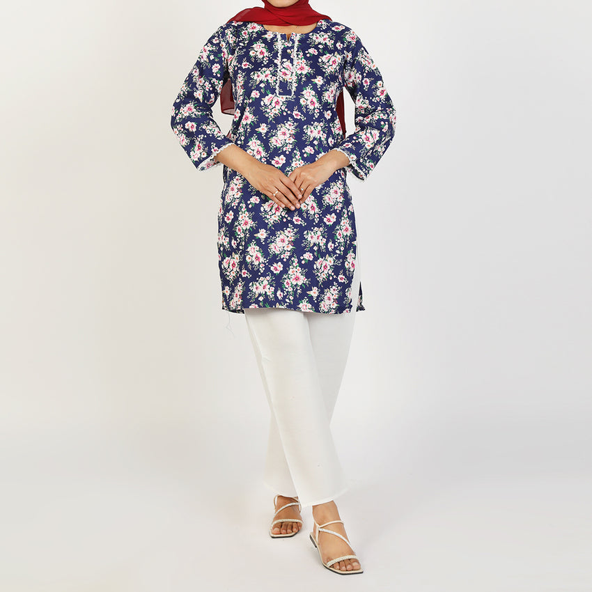Women's Printed 2Pcs Suit - Blue