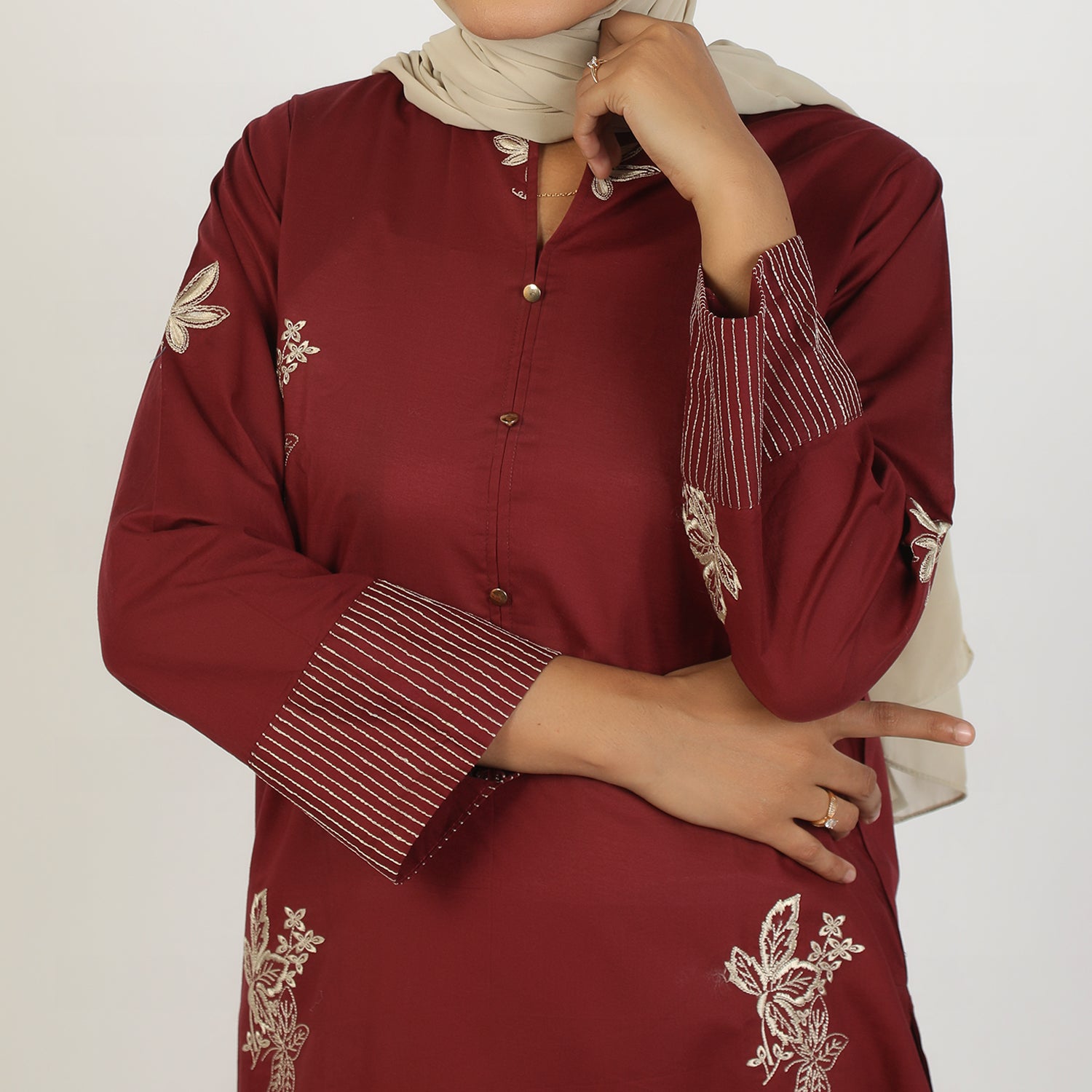 Women's Embroidered Eastern Co-ord Set - Burgandi, Women Co-Ord Set, Chase Value, Chase Value