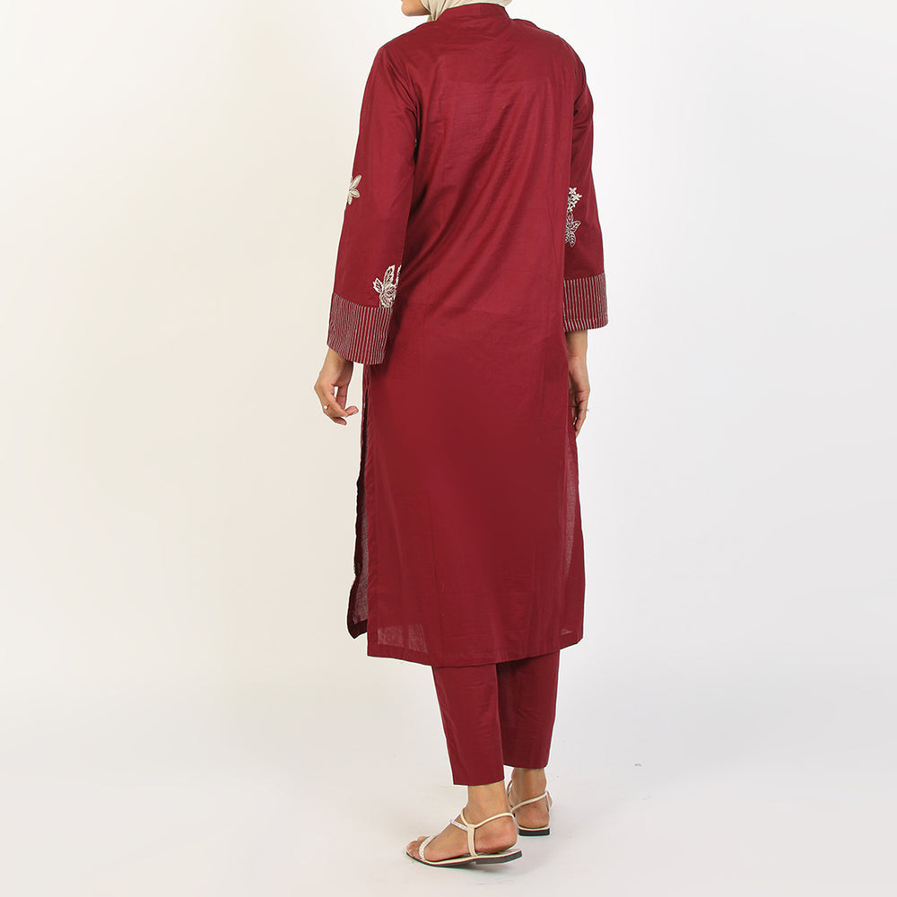 Women's Embroidered Eastern Co-ord Set - Burgandi, Women Co-Ord Set, Chase Value, Chase Value