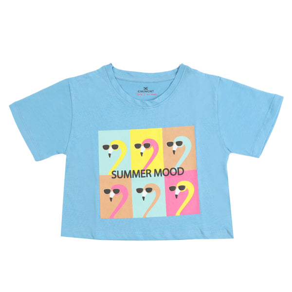 Eminent Girls Half Sleeves T-Shirt - Blue
