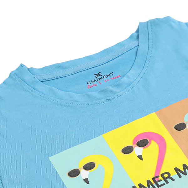 Eminent Girls Half Sleeves T-Shirt - Blue