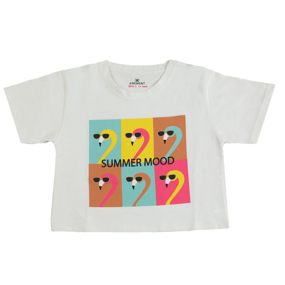 Eminent Girls Half Sleeves T-Shirt - White, Girls T-Shirts, Eminent, Chase Value