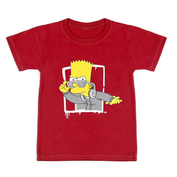 Boys Half Sleeves T-Shirt - Maroon