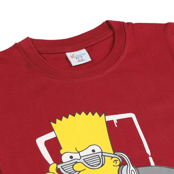 Boys Half Sleeves T-Shirt - Maroon