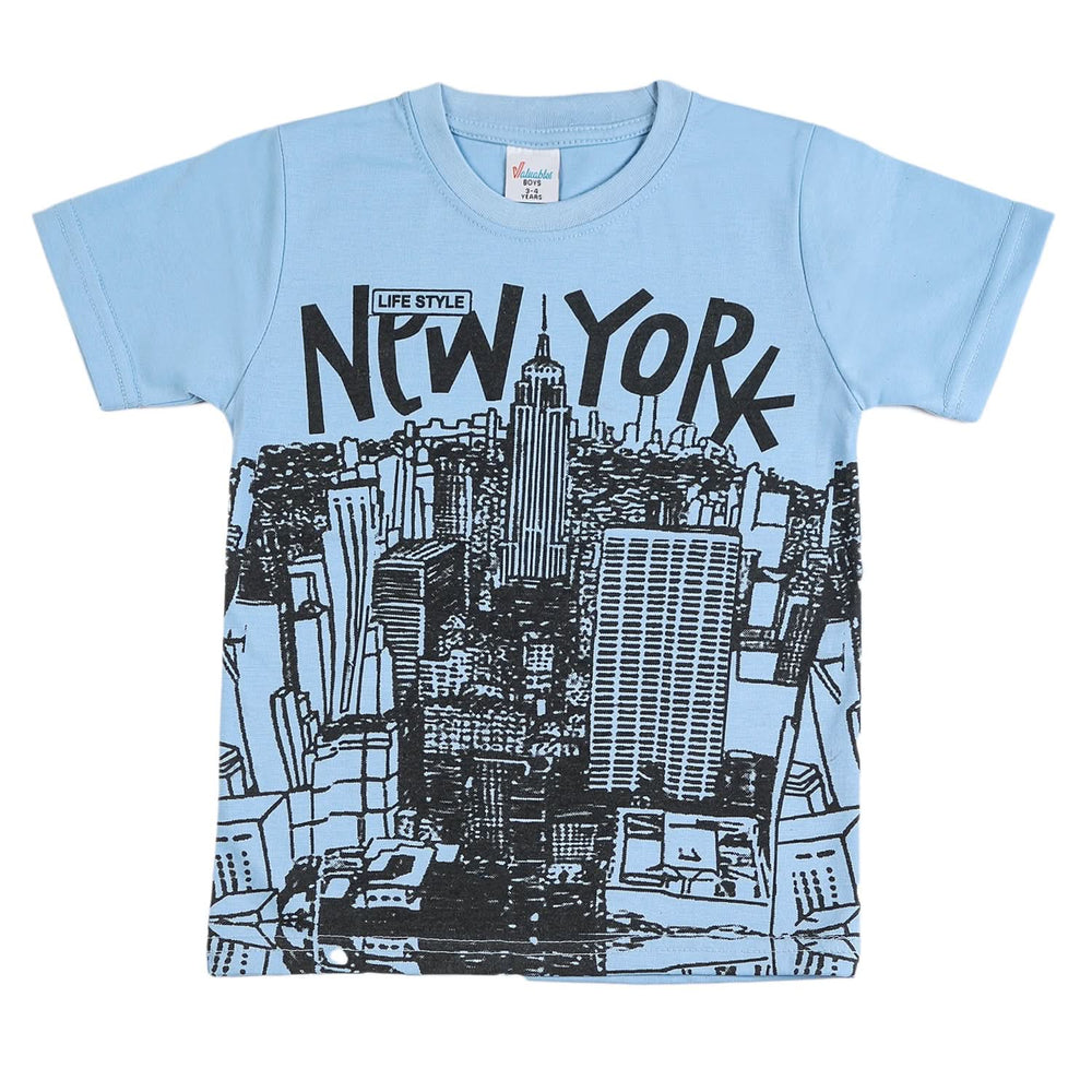 Boys Half Sleeves T-Shirt - Sky Blue, Boys T-Shirts, Chase Value, Chase Value