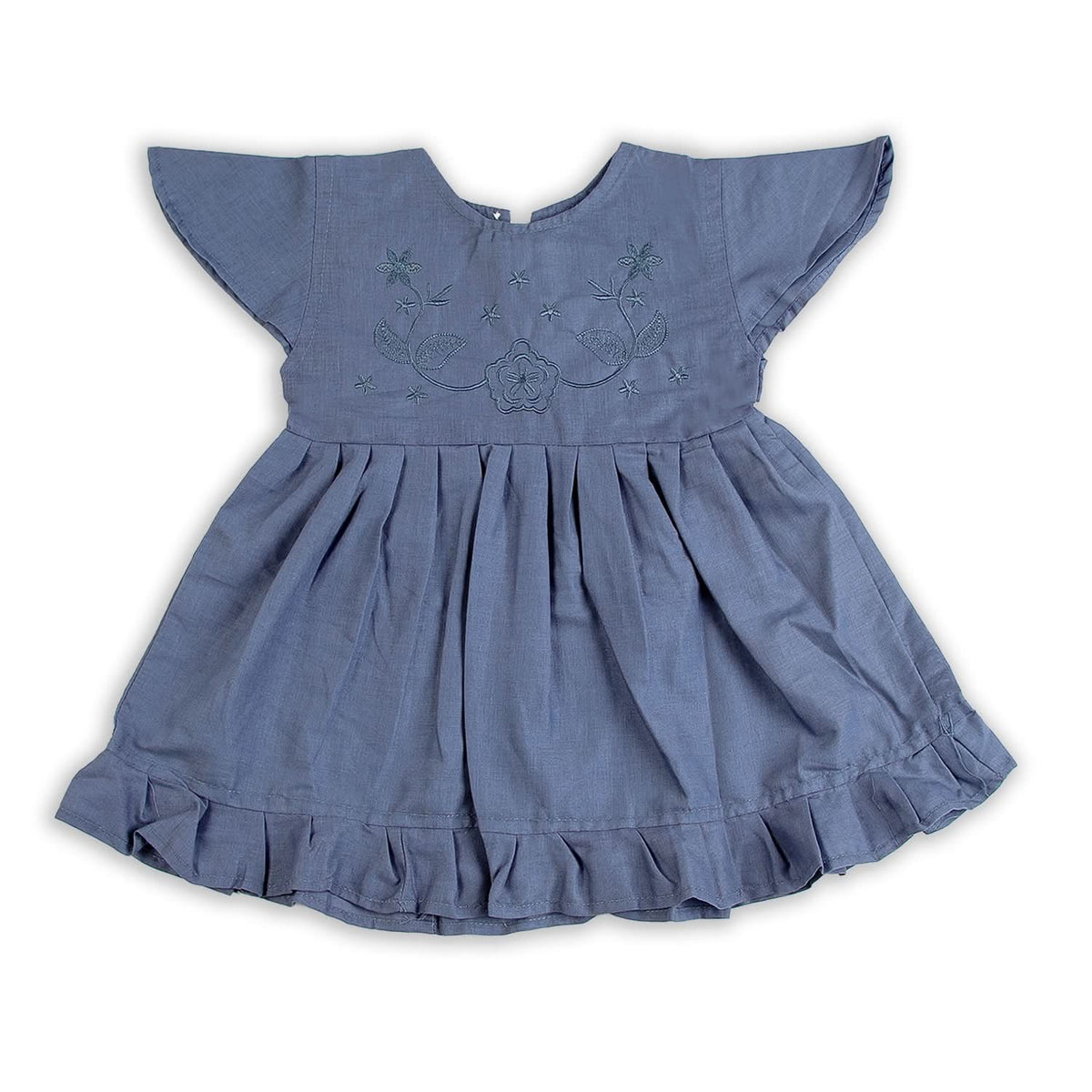 Girls Embroidered Frock - Steel Blue, Girls Frocks, Chase Value, Chase Value