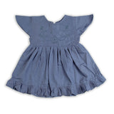 Girls Embroidered Frock - Steel Blue, Girls Frocks, Chase Value, Chase Value