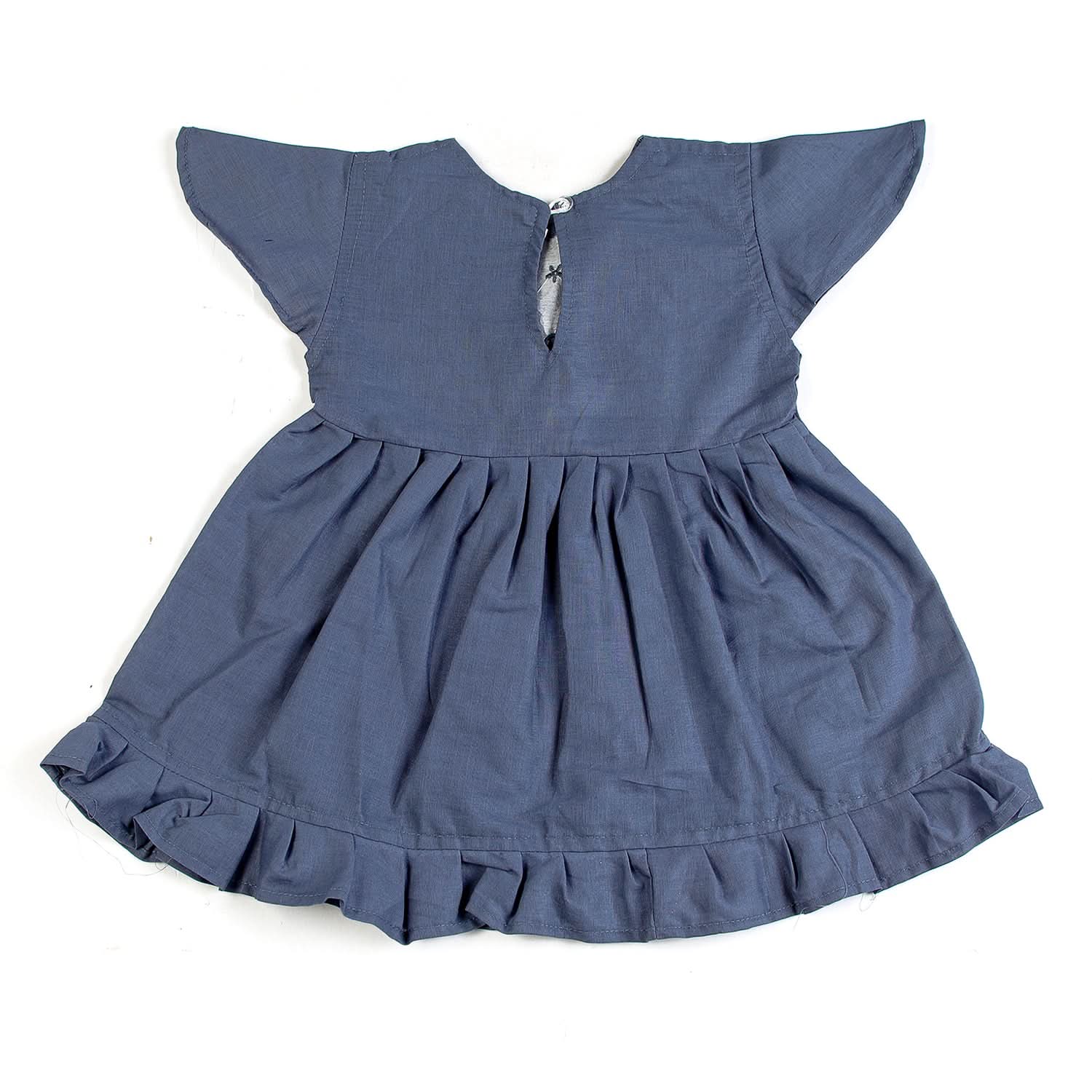 Girls Embroidered Frock - Steel Blue, Girls Frocks, Chase Value, Chase Value