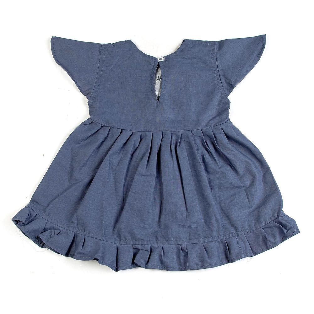 Girls Embroidered Frock - Steel Blue, Girls Frocks, Chase Value, Chase Value