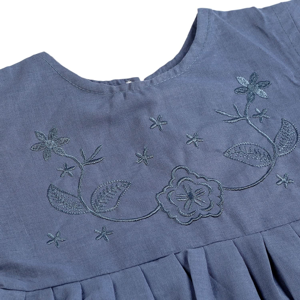 Girls Embroidered Frock - Steel Blue, Girls Frocks, Chase Value, Chase Value