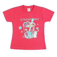 Girls Half Sleeves T-Shirt - Red