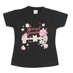 Girls Half Sleeves T-Shirt - Black