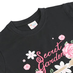 Girls Half Sleeves T-Shirt - Black