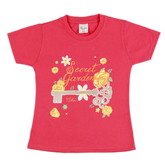 Girls Half Sleeves T-Shirt - Red