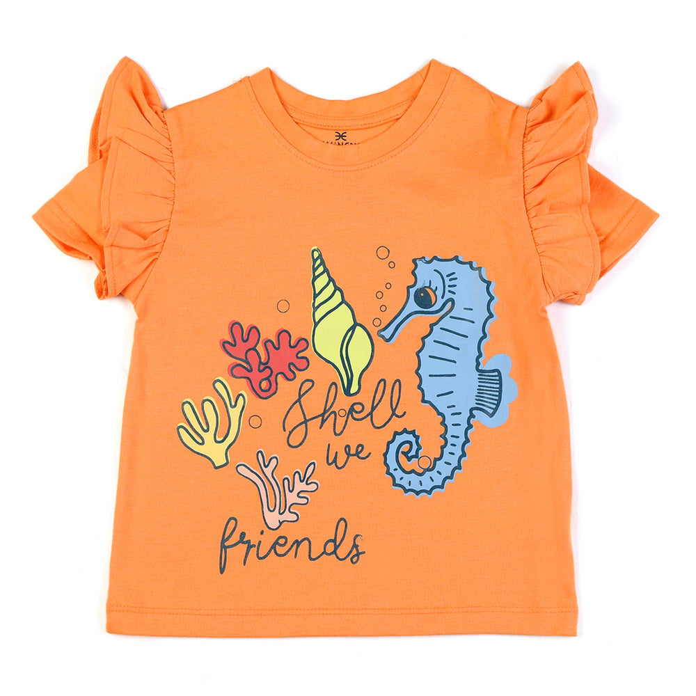 Eminent Girls Half Sleeves T-Shirt - Orange, Girls T-Shirts, Eminent, Chase Value