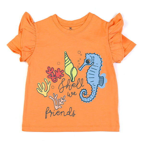 Eminent Girls Half Sleeves T-Shirt - Orange