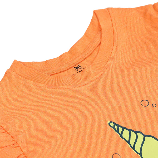 Eminent Girls Half Sleeves T-Shirt - Orange