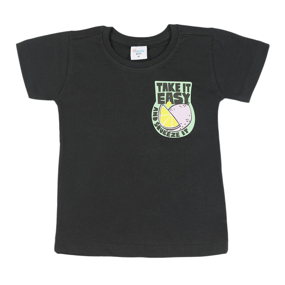 Boys Half Sleeves T-Shirt - Black, Boys T-Shirts, Chase Value, Chase Value