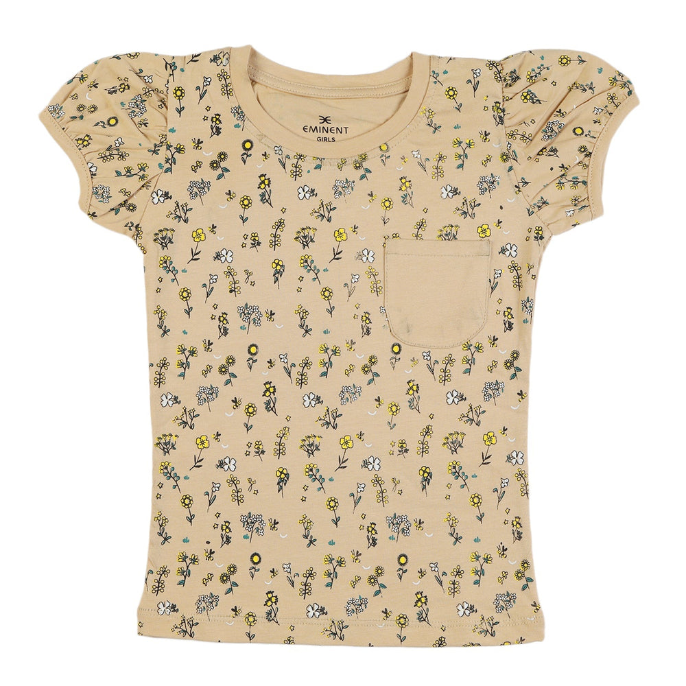 Eminent Girls Half Sleeves T-Shirt - Beige, Girls T-Shirts, Eminent, Chase Value