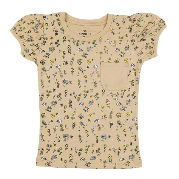 Eminent Girls Half Sleeves T-Shirt - Beige