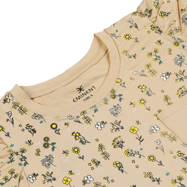 Eminent Girls Half Sleeves T-Shirt - Beige