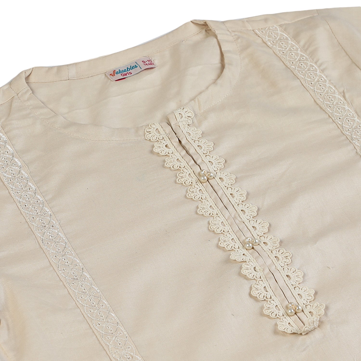 Girls Embriodered Kurti - Beige, Girls Kurti, Chase Value, Chase Value