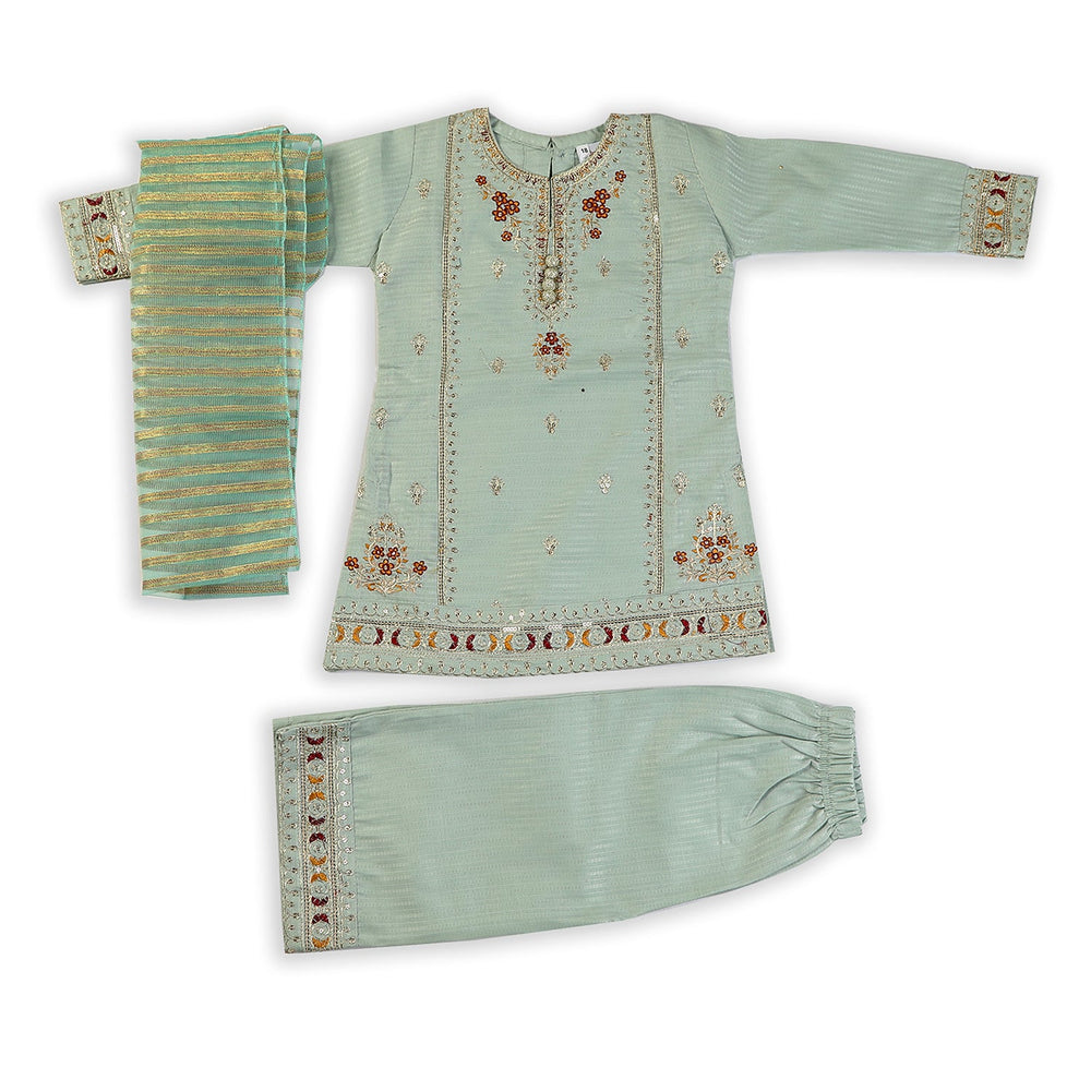 Eminent Girls Embroidered 3Pcs Shalwar Suit - Sea Green, Girls Shalwar Kameez, Eminent, Chase Value