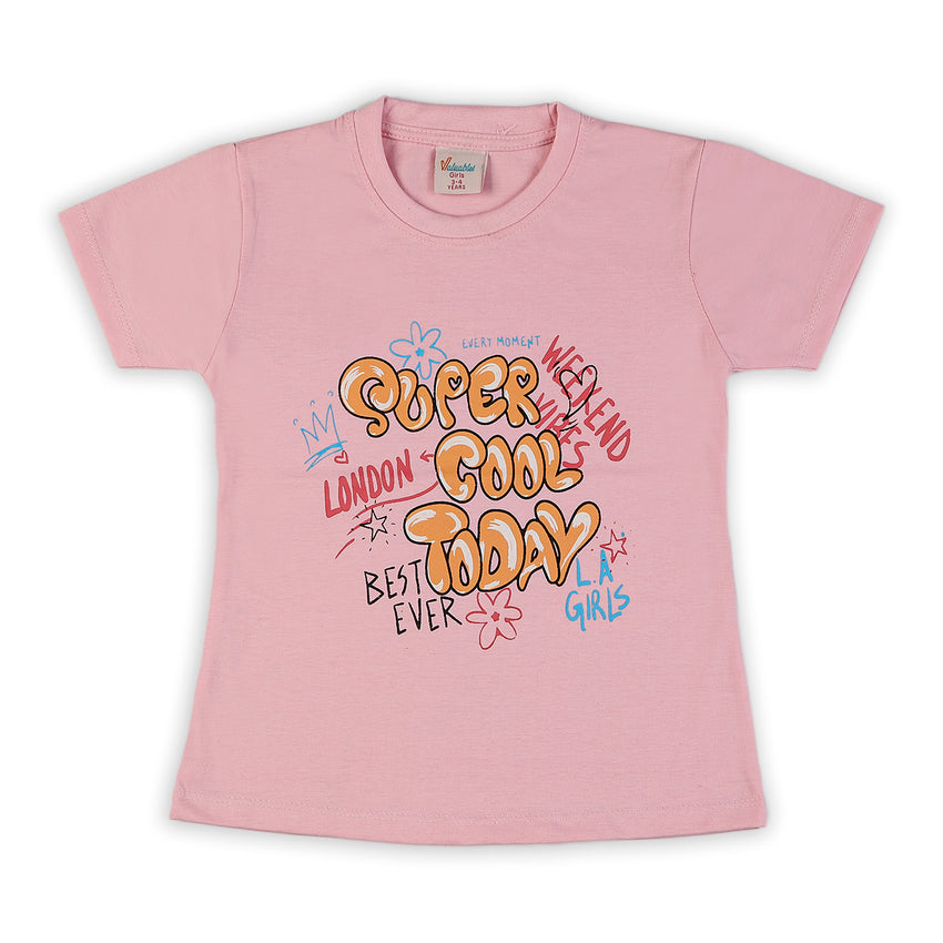 Girls Half Sleeves T-Shirt - Pink