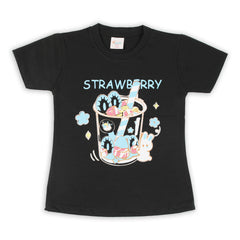 Girls Half Sleeves T-Shirt - Black