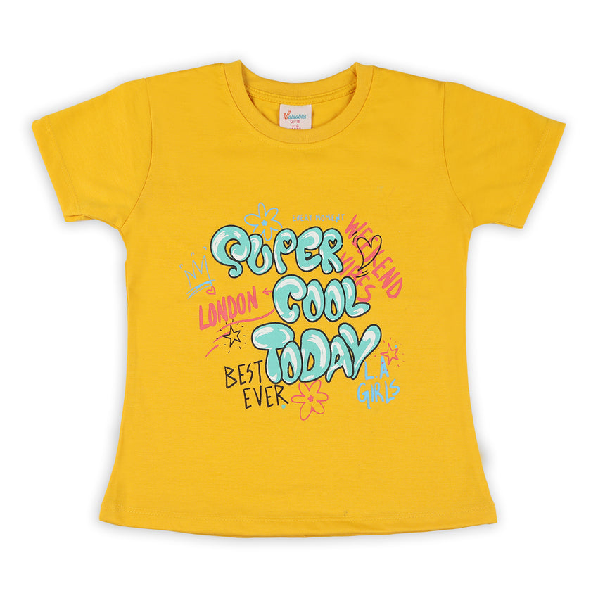 Girls Half Sleeves T-Shirt - Mustard