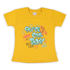 Girls Half Sleeves T-Shirt - Mustard