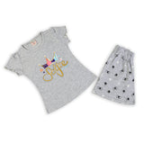 Girls Half Sleeves Skirt Suit - Grey, Girls Suits, Chase Value, Chase Value